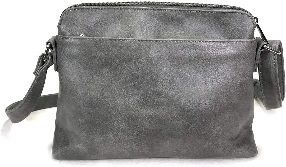 Small Multi-pocket Faux Soft Leather Cross Body Purse with Side Organizer
