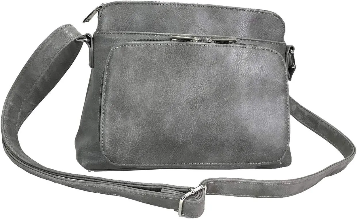 Small Multi-pocket Faux Soft Leather Cross Body Purse with Side Organizer