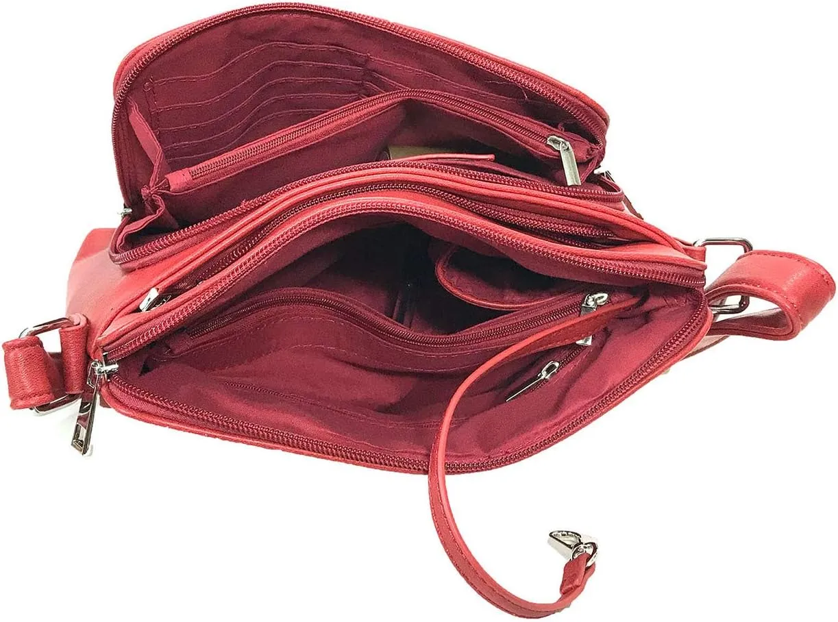 Small Multi-pocket Faux Soft Leather Cross Body Purse with Side Organizer