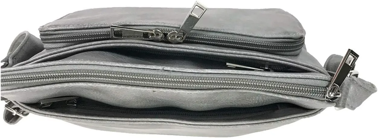 Small Multi-pocket Faux Soft Leather Cross Body Purse with Side Organizer