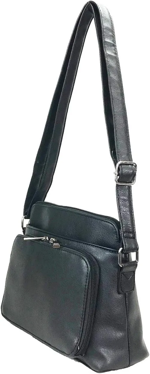 Small Multi-pocket Faux Soft Leather Cross Body Purse with Side Organizer