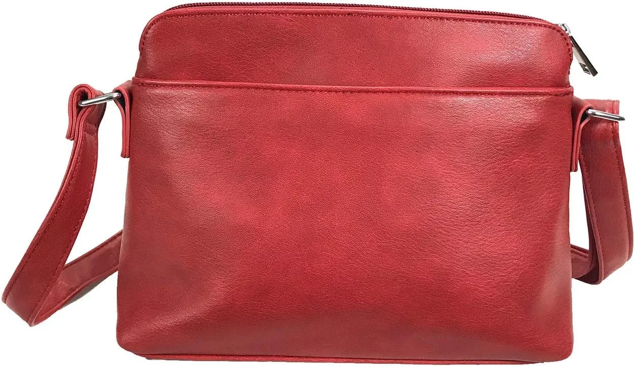 Small Multi-pocket Faux Soft Leather Cross Body Purse with Side Organizer