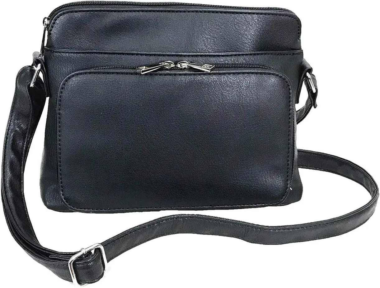 Small Multi-pocket Faux Soft Leather Cross Body Purse with Side Organizer