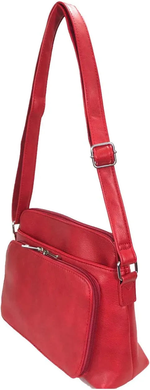Small Multi-pocket Faux Soft Leather Cross Body Purse with Side Organizer