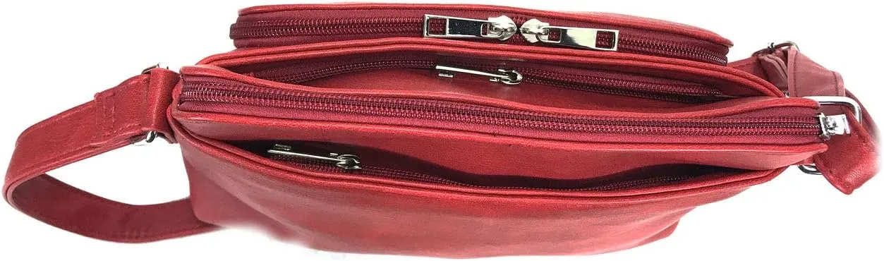 Small Multi-pocket Faux Soft Leather Cross Body Purse with Side Organizer