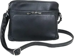Small Multi-pocket Faux Soft Leather Cross Body Purse with Side Organizer