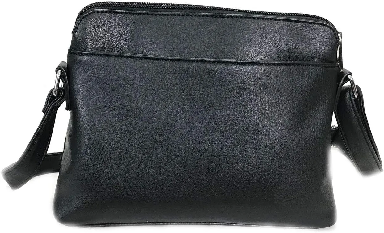 Small Multi-pocket Faux Soft Leather Cross Body Purse with Side Organizer