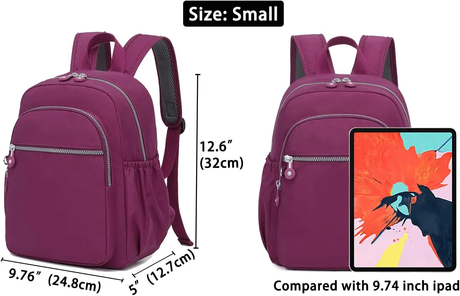 Small Nylon Backpack Mini Casual Daypack Lightweight Backpack for Women (PURPLE)