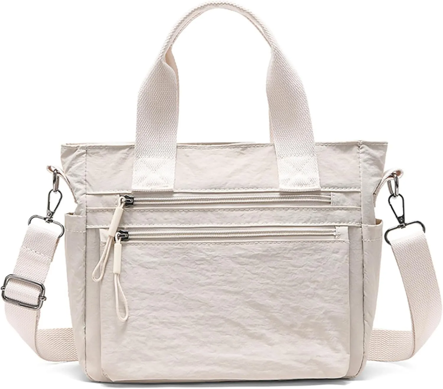 Small Nylon Tote Bags for Women Lightweight Crossbody Purse with Long Strap for Daily, Work, College, Travel
