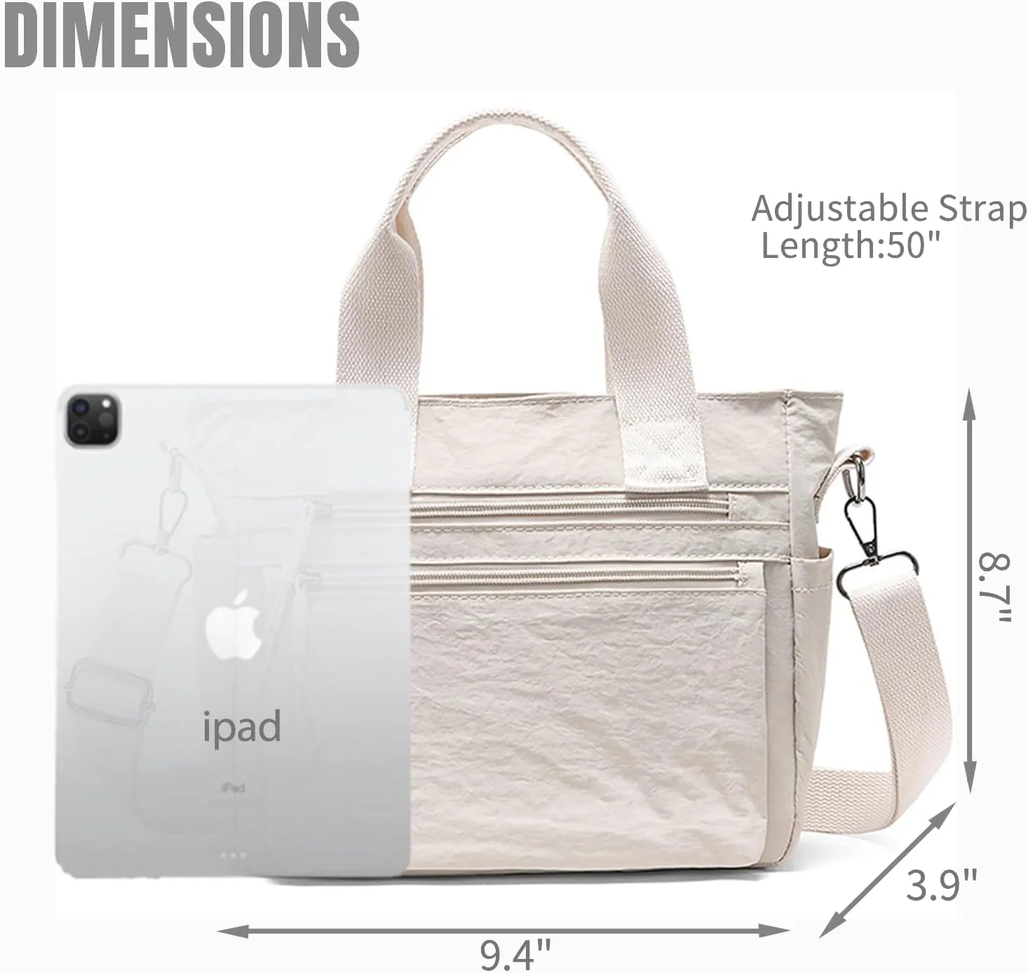 Small Nylon Tote Bags for Women Lightweight Crossbody Purse with Long Strap for Daily, Work, College, Travel