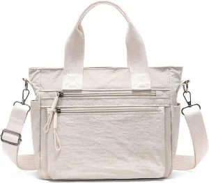 Small Nylon Tote Bags for Women Lightweight Crossbody Purse with Long Strap for Daily, Work, College, Travel