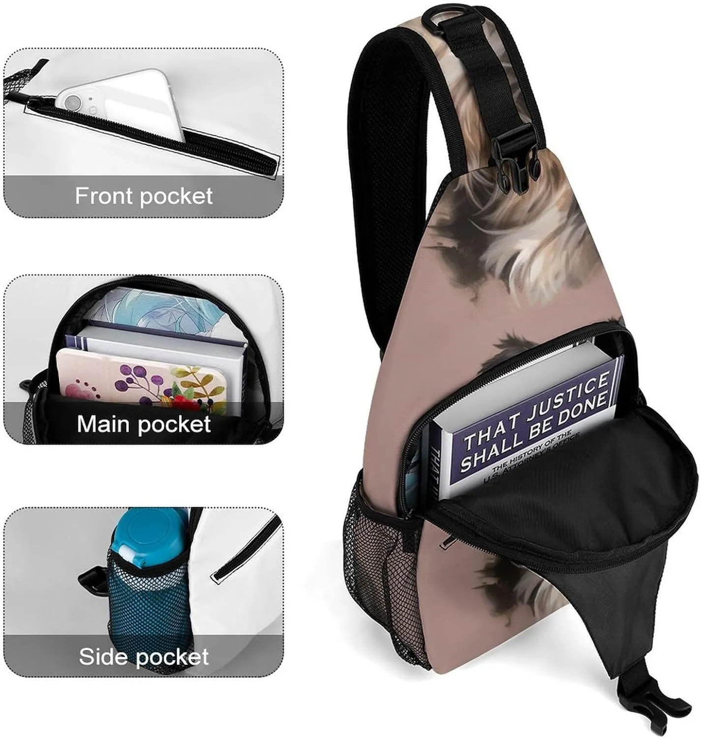 Small Sling Chest Bag Crossbody Bag for Men Women,A Dog Lightweight Gym Daypack for Travel Cycling Hiking