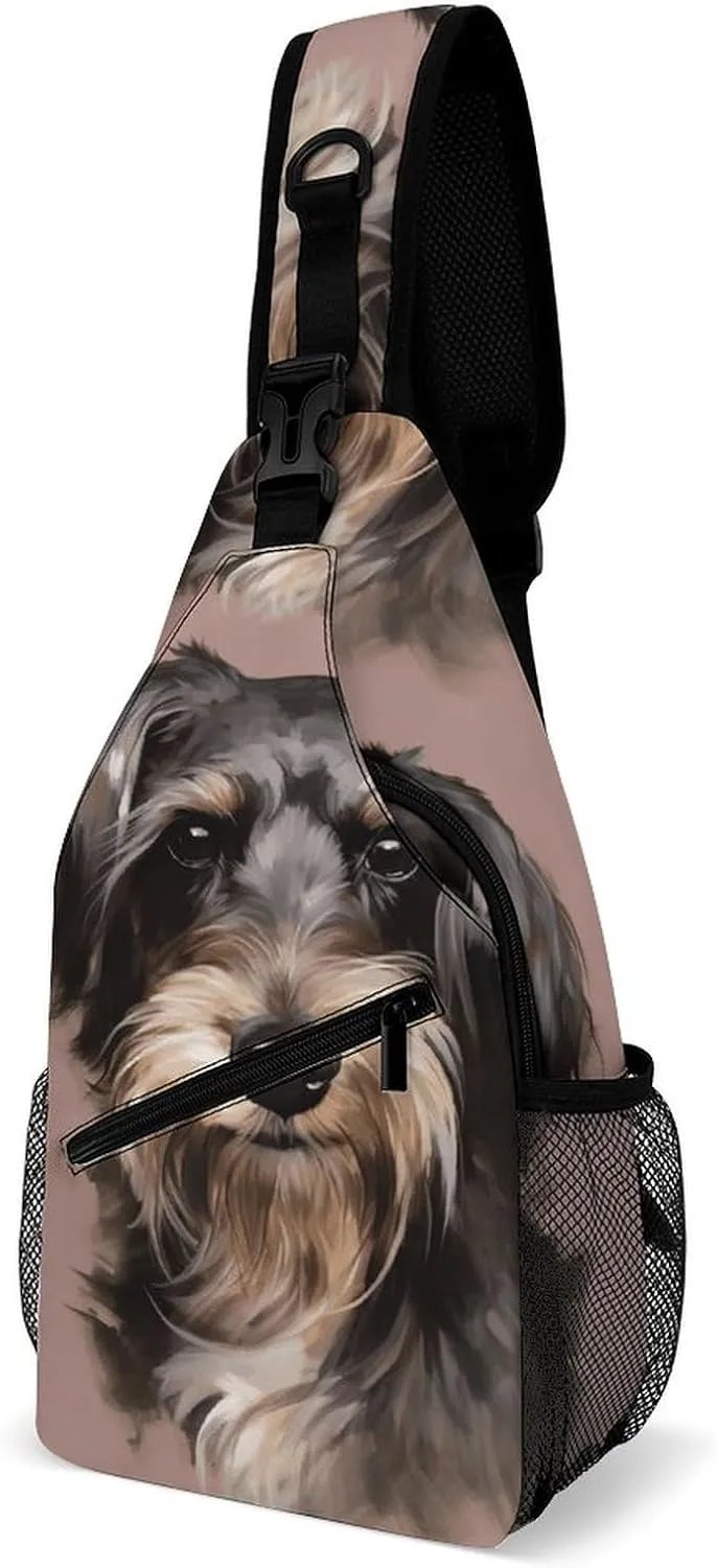 Small Sling Chest Bag Crossbody Bag for Men Women,A Dog Lightweight Gym Daypack for Travel Cycling Hiking