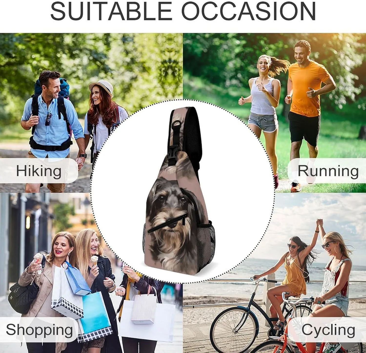 Small Sling Chest Bag Crossbody Bag for Men Women,A Dog Lightweight Gym Daypack for Travel Cycling Hiking