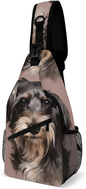 Small Sling Chest Bag Crossbody Bag for Men Women,A Dog Lightweight Gym Daypack for Travel Cycling Hiking