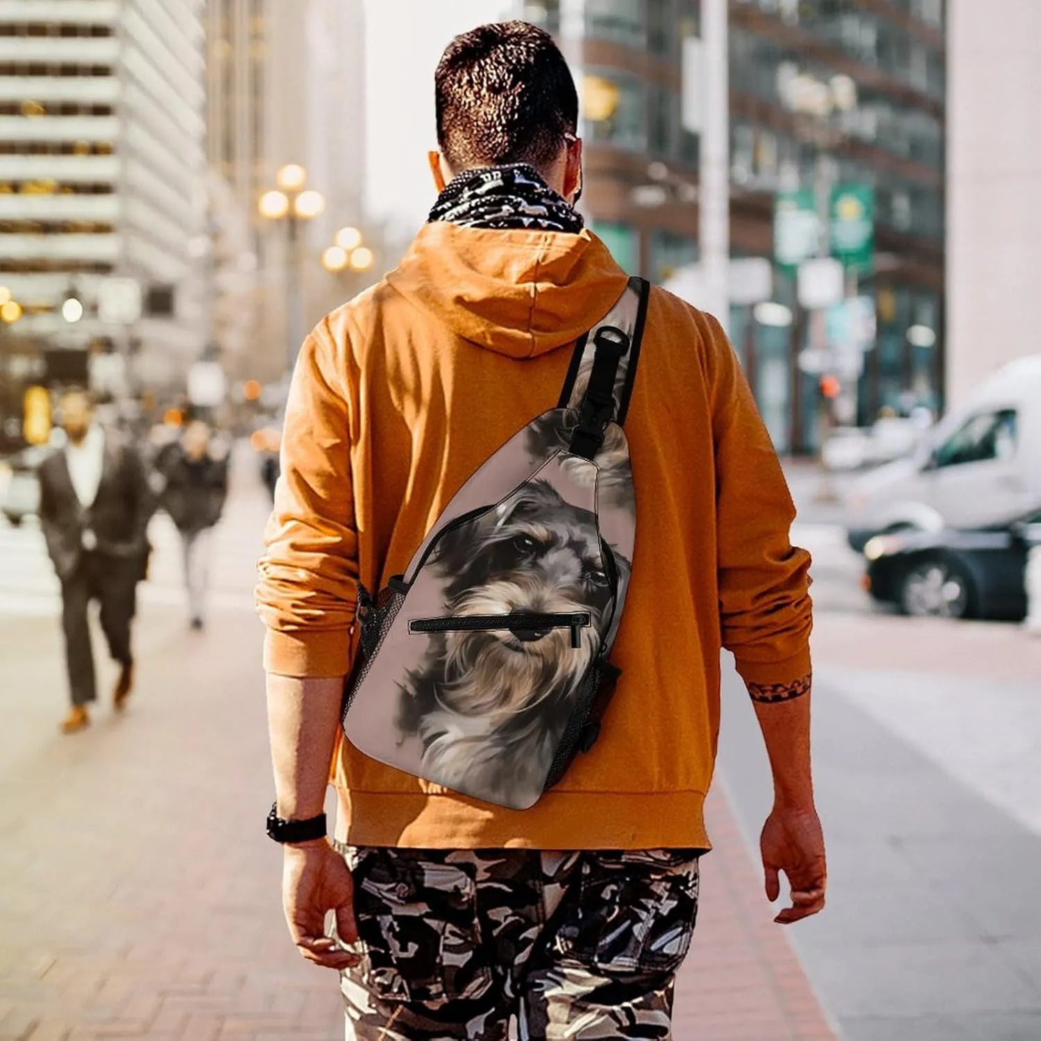 Small Sling Chest Bag Crossbody Bag for Men Women,A Dog Lightweight Gym Daypack for Travel Cycling Hiking