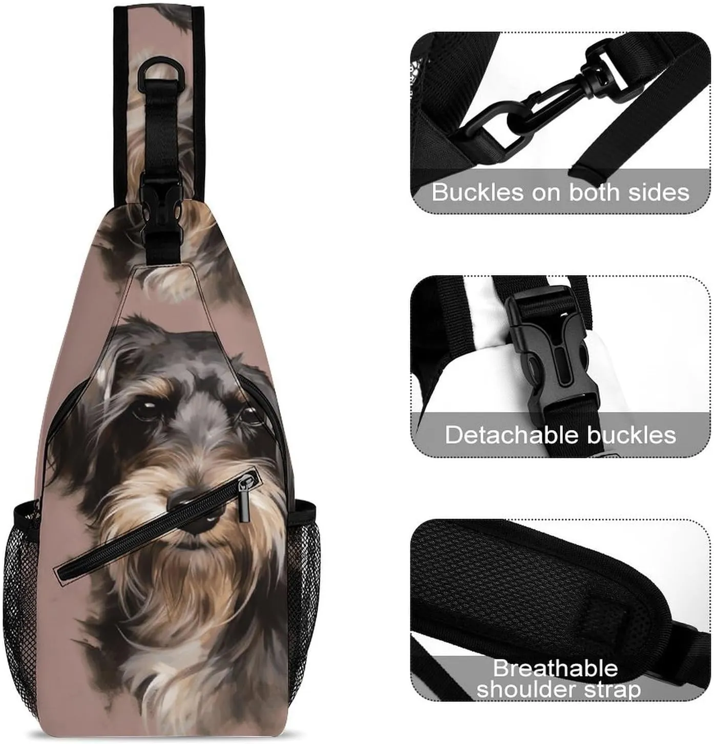 Small Sling Chest Bag Crossbody Bag for Men Women,A Dog Lightweight Gym Daypack for Travel Cycling Hiking