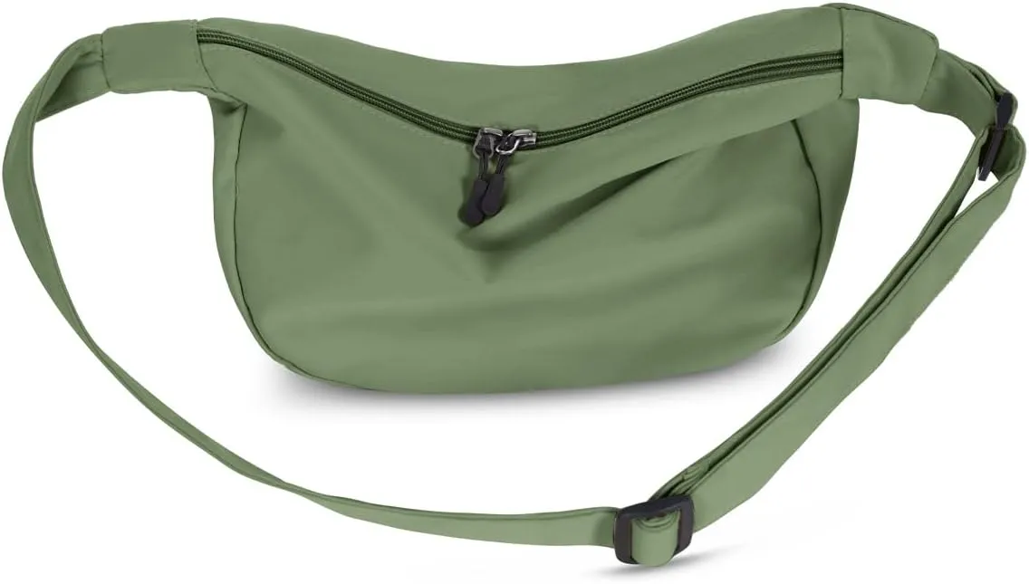 Small Sling Crossbody Bag for Women Men Trendy, Mini Crescent Bag with Adjustable Strap, 2 Zippers Lightweight Nylon Bag