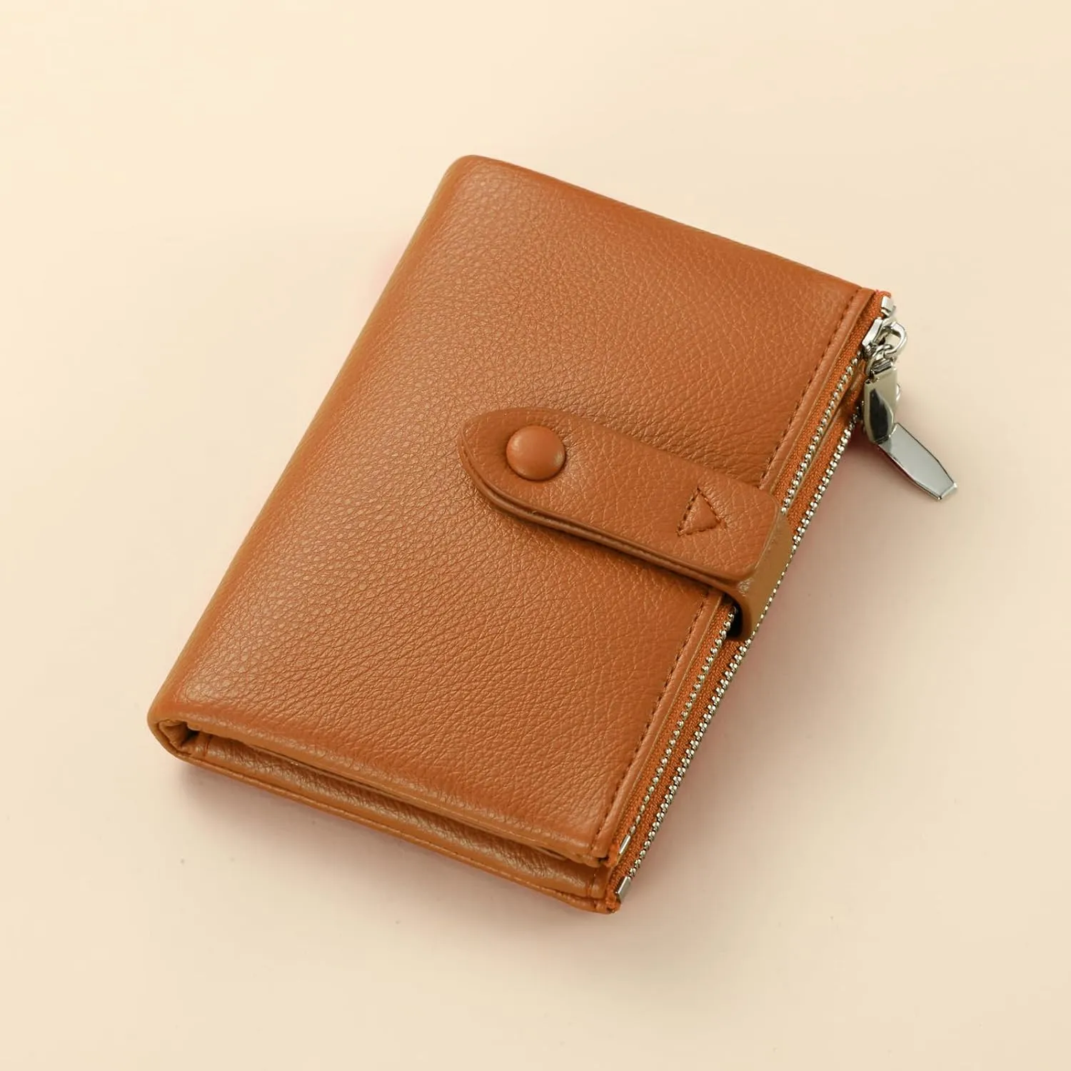 Small Wallet for Women Bifold RFID Blocking Card Holder Leather Wallets with Double Zipper Coin Pocket