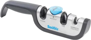 Smith’s 50146 Adjustable Angle Knife Sharpener - Stainless - Adjustable Sharpening Angles - Repair, Restore & Polish Blades - 2-Stage Handheld Manual Sharpener - Kitchen, Straight & Serrated Knives