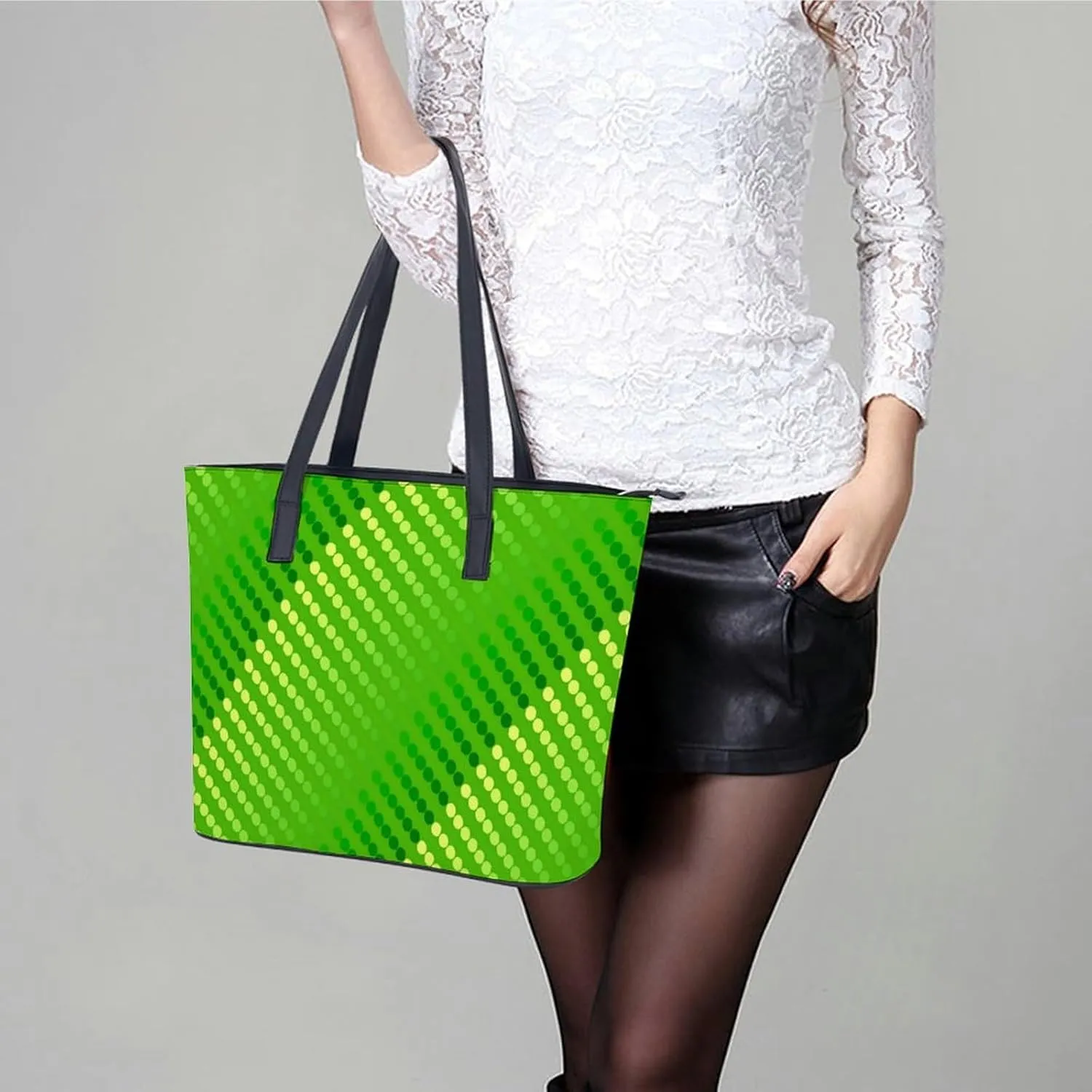 Snowflake Winter Wonderland Leather Handbag Smooth Wrinkle Resistant Lightweight And Convenient