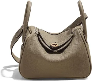 Soft Genuine Leather Satchel Bags for Women Top Handle Shoulder Purses and Handbags Totes Shoulder Bag (Grey)