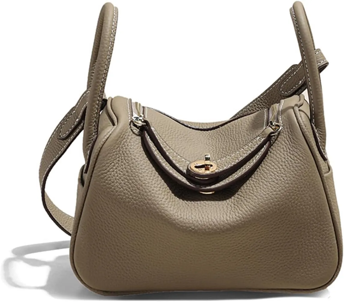 Soft Genuine Leather Satchel Bags for Women Top Handle Shoulder Purses and Handbags Totes Shoulder Bag (Grey)