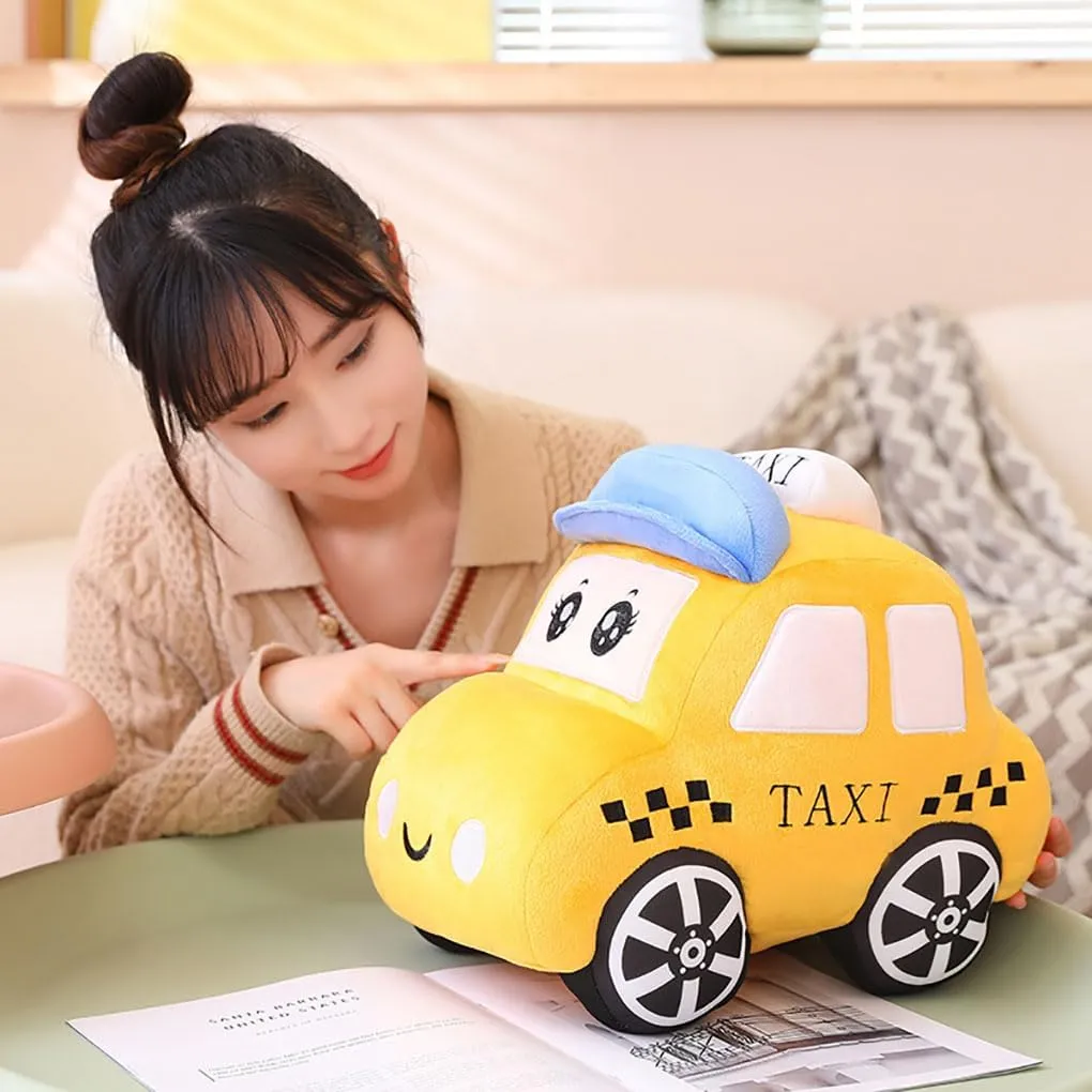 Soft Plush Taxi Stuffed Car Toy Super Cute Yellow Truck Plushie Excellent Gifts for Kids or Birthday Party 10.6 Inches (Taxi)