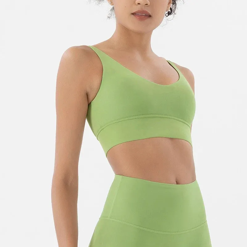 SOISOU Women’s Nylon Sports Bra – Removable Chest Pad, Anti-Shake, 15 Colors