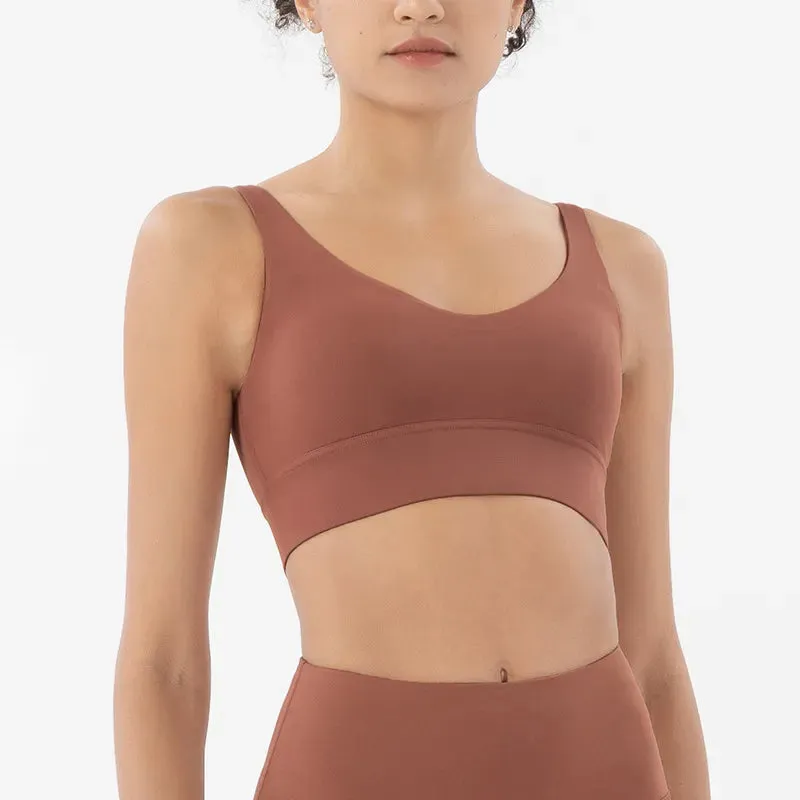 SOISOU Women’s Nylon Sports Bra – Removable Chest Pad, Anti-Shake, 15 Colors