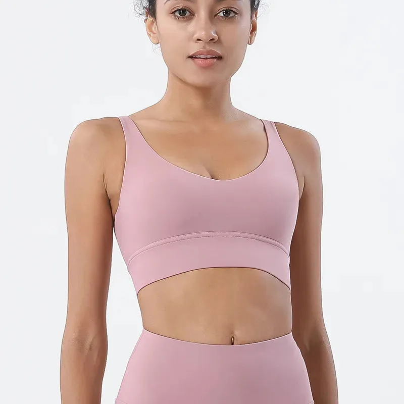 SOISOU Women’s Nylon Sports Bra – Removable Chest Pad, Anti-Shake, 15 Colors