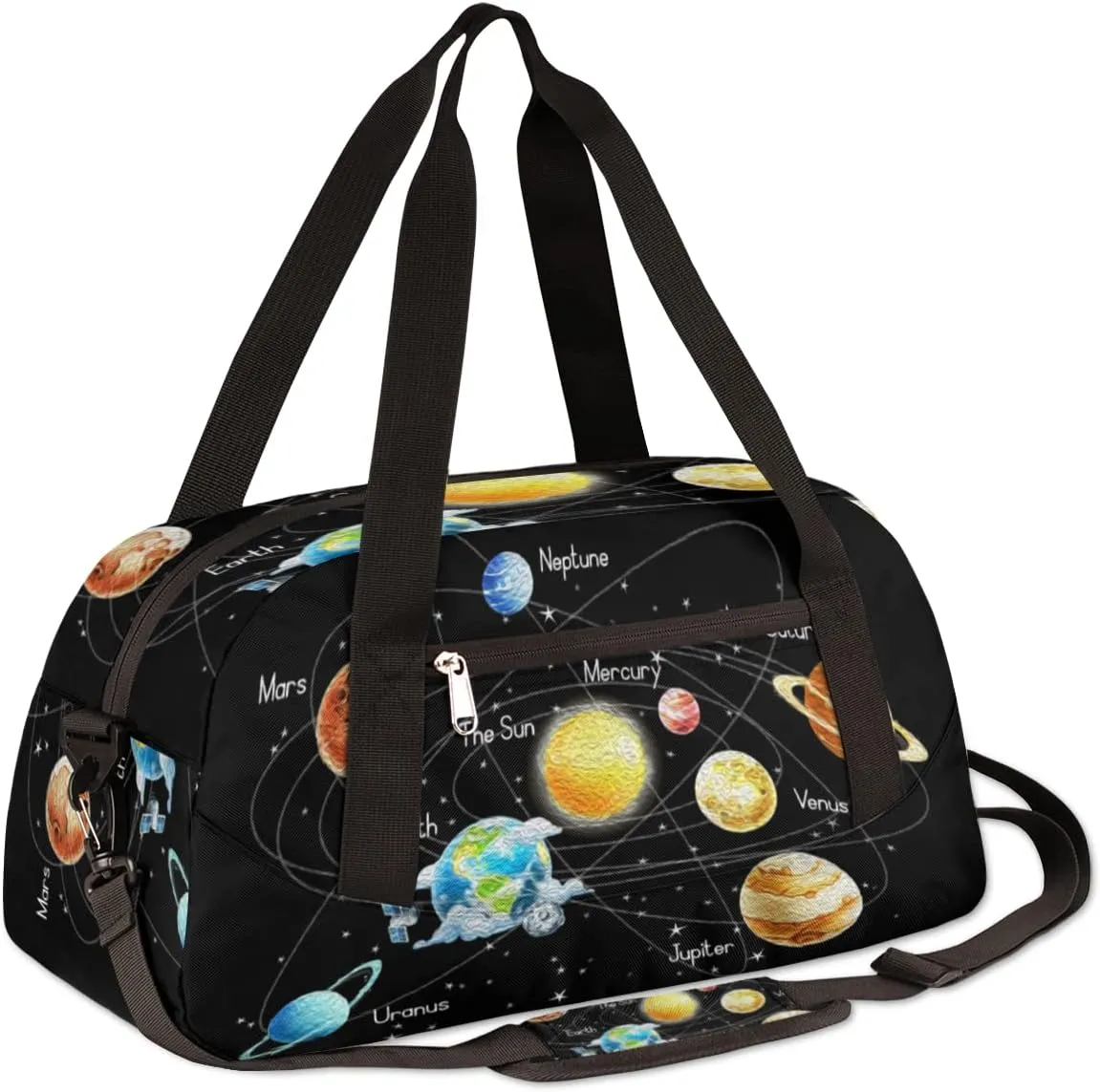 Solar System Galaxy Planet Kids Duffel Bag for Girls Boys Teens, Planet Oil Painting Dance Bag Overnight Small Duffel Bag Carry On Weekend Sports Gym Travel Bag for School Practice Gymnastics Ballet
