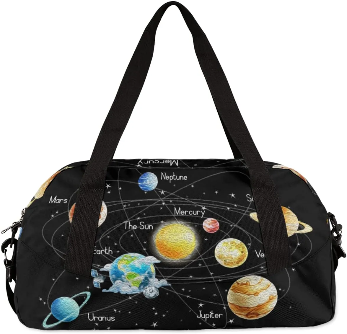 Solar System Galaxy Planet Kids Duffel Bag for Girls Boys Teens, Planet Oil Painting Dance Bag Overnight Small Duffel Bag Carry On Weekend Sports Gym Travel Bag for School Practice Gymnastics Ballet