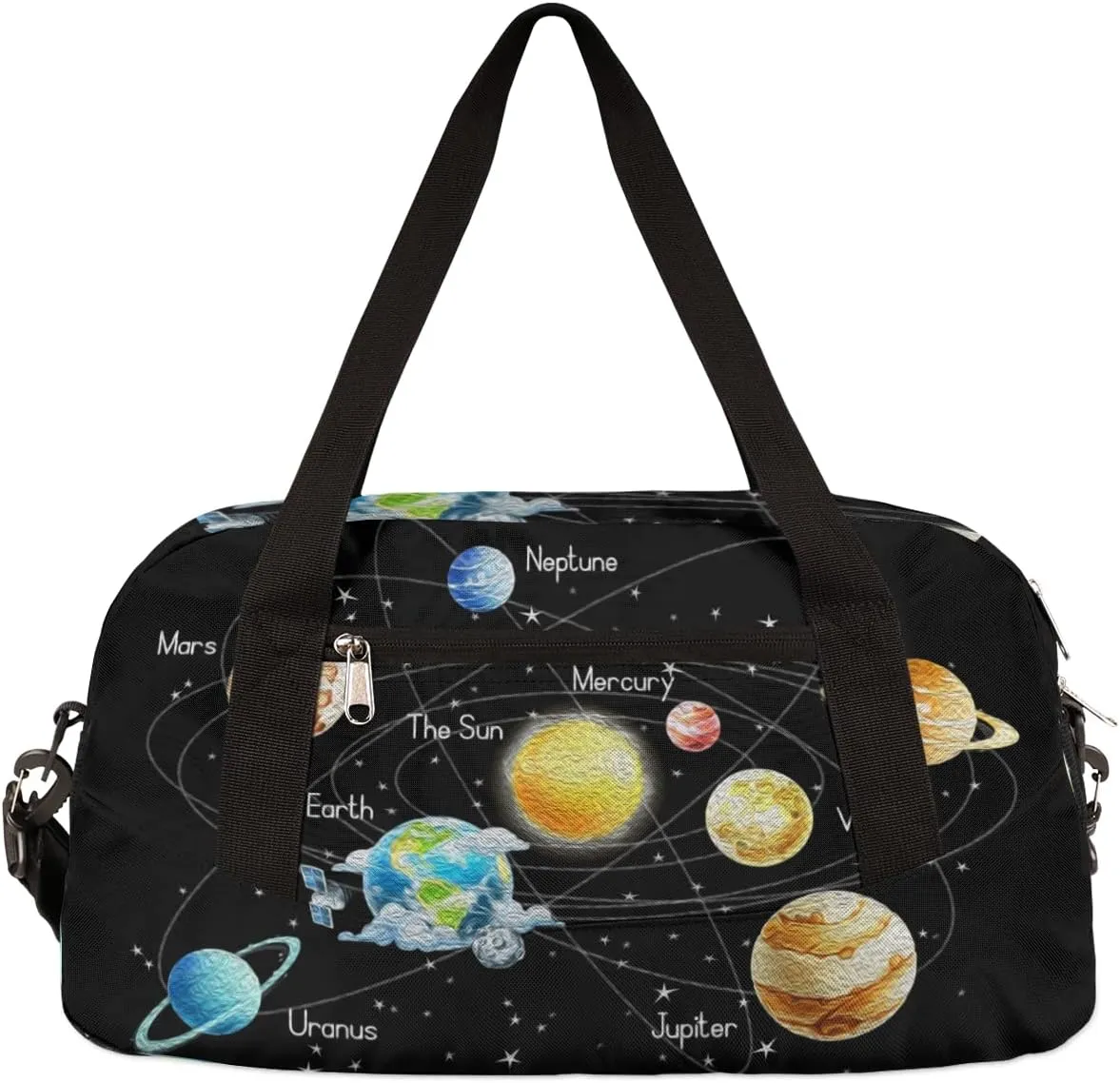 Solar System Galaxy Planet Kids Duffel Bag for Girls Boys Teens, Planet Oil Painting Dance Bag Overnight Small Duffel Bag Carry On Weekend Sports Gym Travel Bag for School Practice Gymnastics Ballet