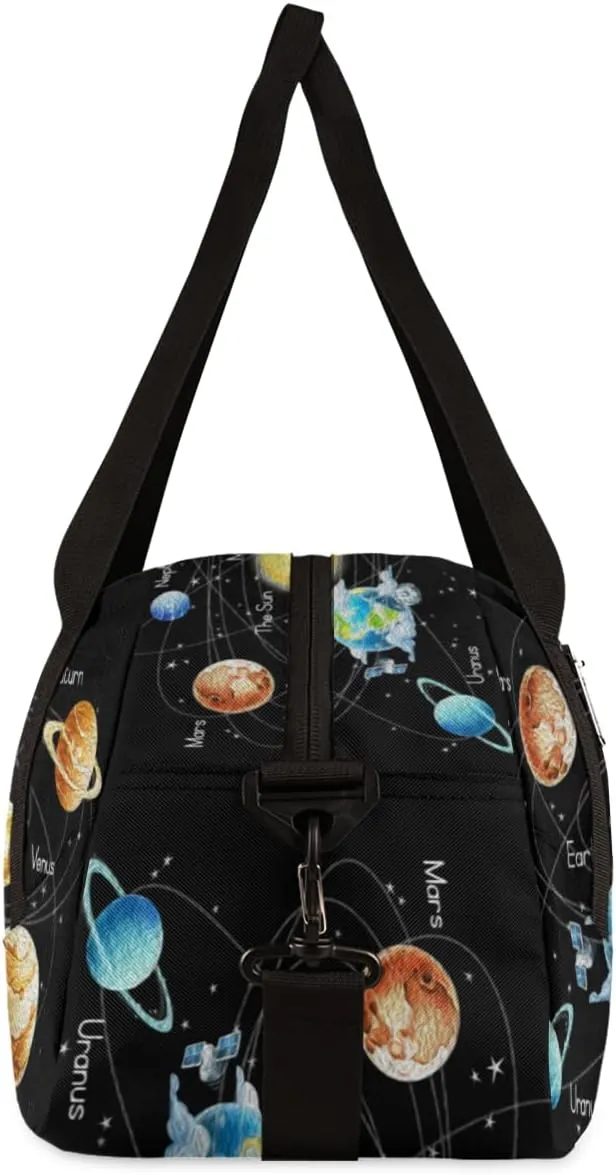 Solar System Galaxy Planet Kids Duffel Bag for Girls Boys Teens, Planet Oil Painting Dance Bag Overnight Small Duffel Bag Carry On Weekend Sports Gym Travel Bag for School Practice Gymnastics Ballet