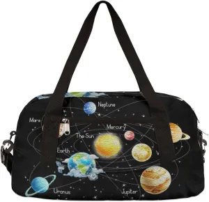 Solar System Galaxy Planet Kids Duffel Bag for Girls Boys Teens, Planet Oil Painting Dance Bag Overnight Small Duffel Bag Carry On Weekend Sports Gym Travel Bag for School Practice Gymnastics Ballet