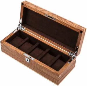 Solid Wood Watch Storage Display Boxes Case Home Use Yellow Jewelry Case with Lock