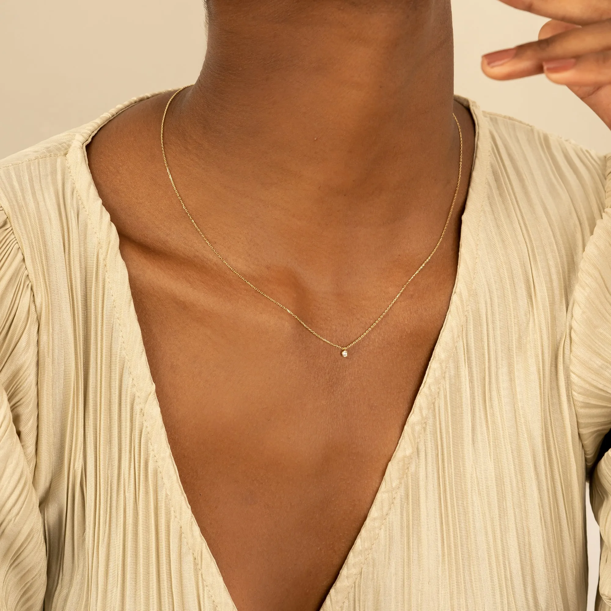 Solitaire Bezel Diamond Necklace, Susie
