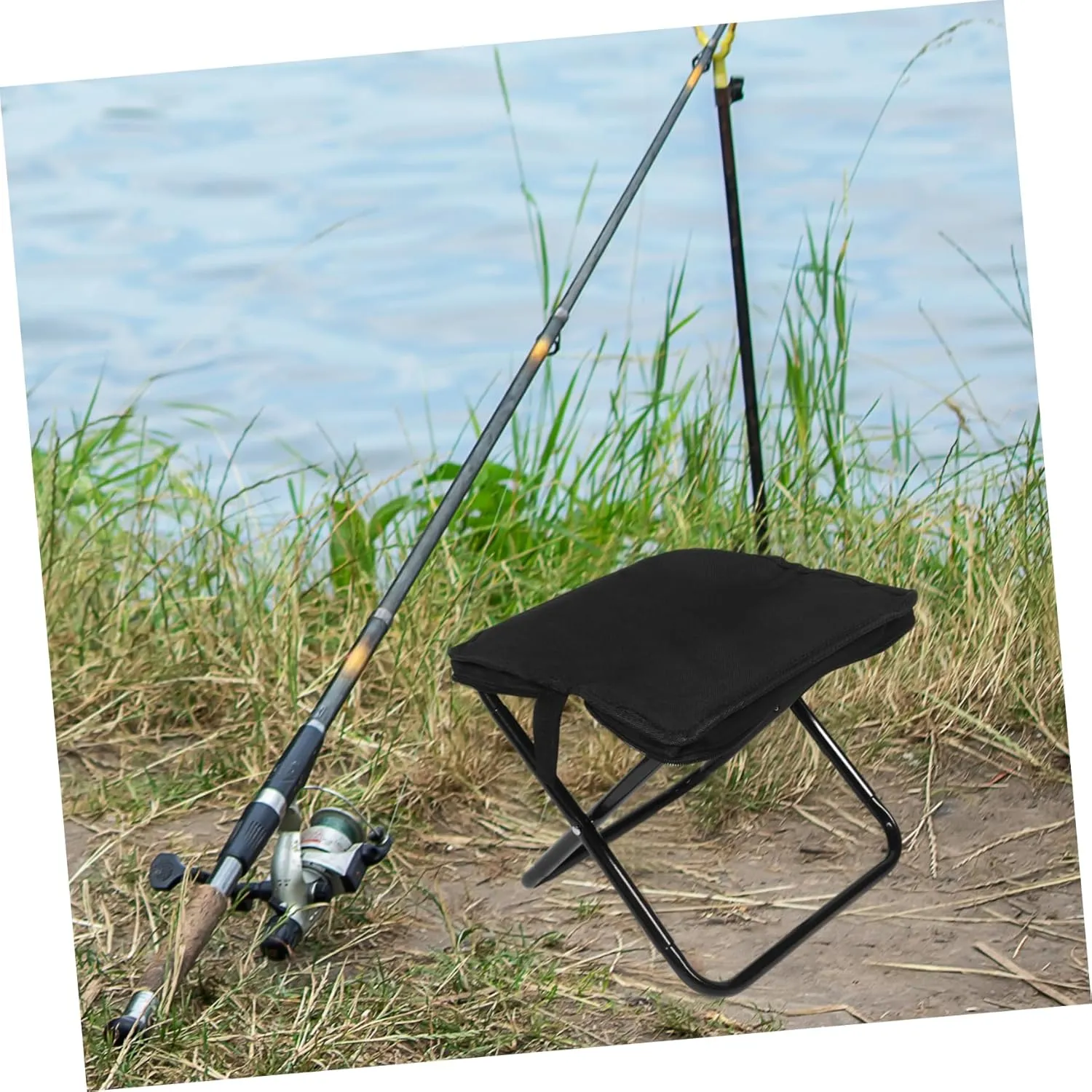 Sosoport Portable Folding Stool Outdoor Fully Camp Chair for Hiking Fishing Gardening and Beach Picnics Includes Stylish Zippered Carry Bag for