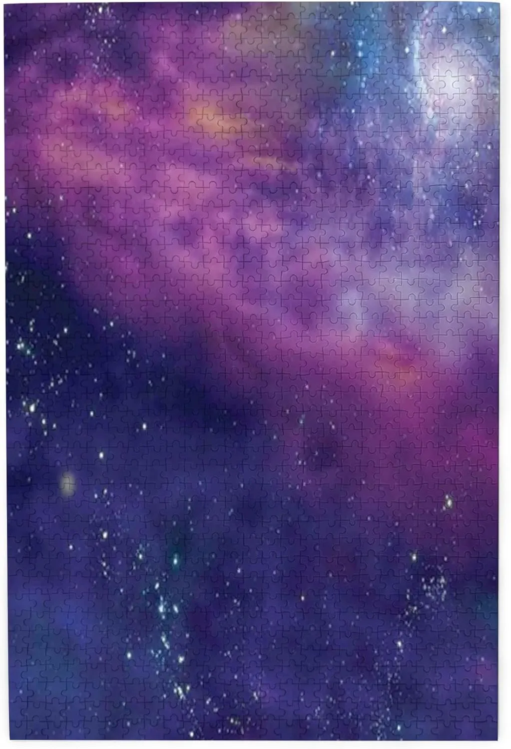 Space Theme,Portable Wooden Jigsaw Puzzle for Adults,Star Clusters,Birthday Gift for Family and Friends,Purple Blue Plastic Box Storage 1000PCS