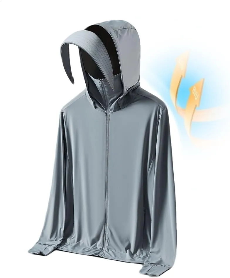 SPF50 Ice Silk Sunscreen Men's Fishing Rash Guard Shirts Summer UV Shirts Lightweight Sun Protection Clothing Skin Coat