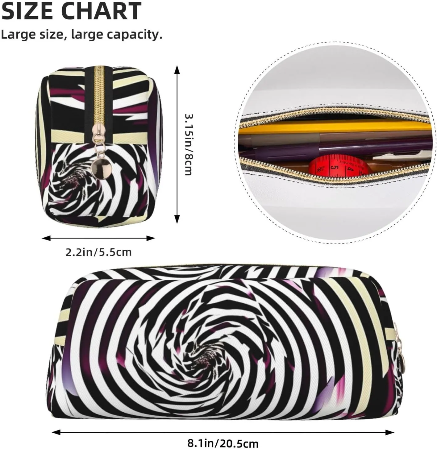 Spiral Optical illusion Gif Print Versatile Storage Pouch Makeup Bag Travel Office Small Items Organizer Bag