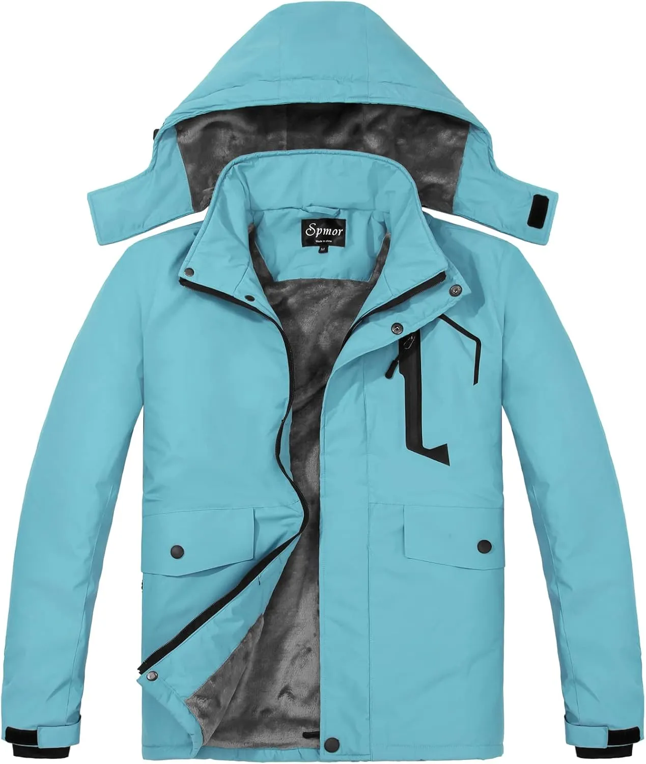 Spmor Women's Waterproof Ski Jacket Mountain Rain Winter Coat Windproof Skin Hooded Jacket