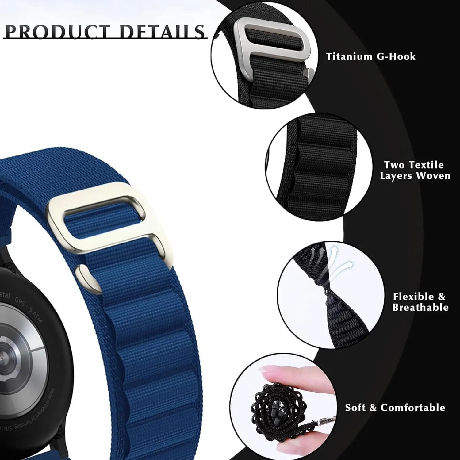 Sport Alpine Loop Bands Compatible with Apple Watch Ultra 2 Band 49mm 46mm 45mm 44mm, Nylon Sport Loop Bands for iWatch Ultra 2&1 Series 10 9 8 7 SE 6 5 4 3