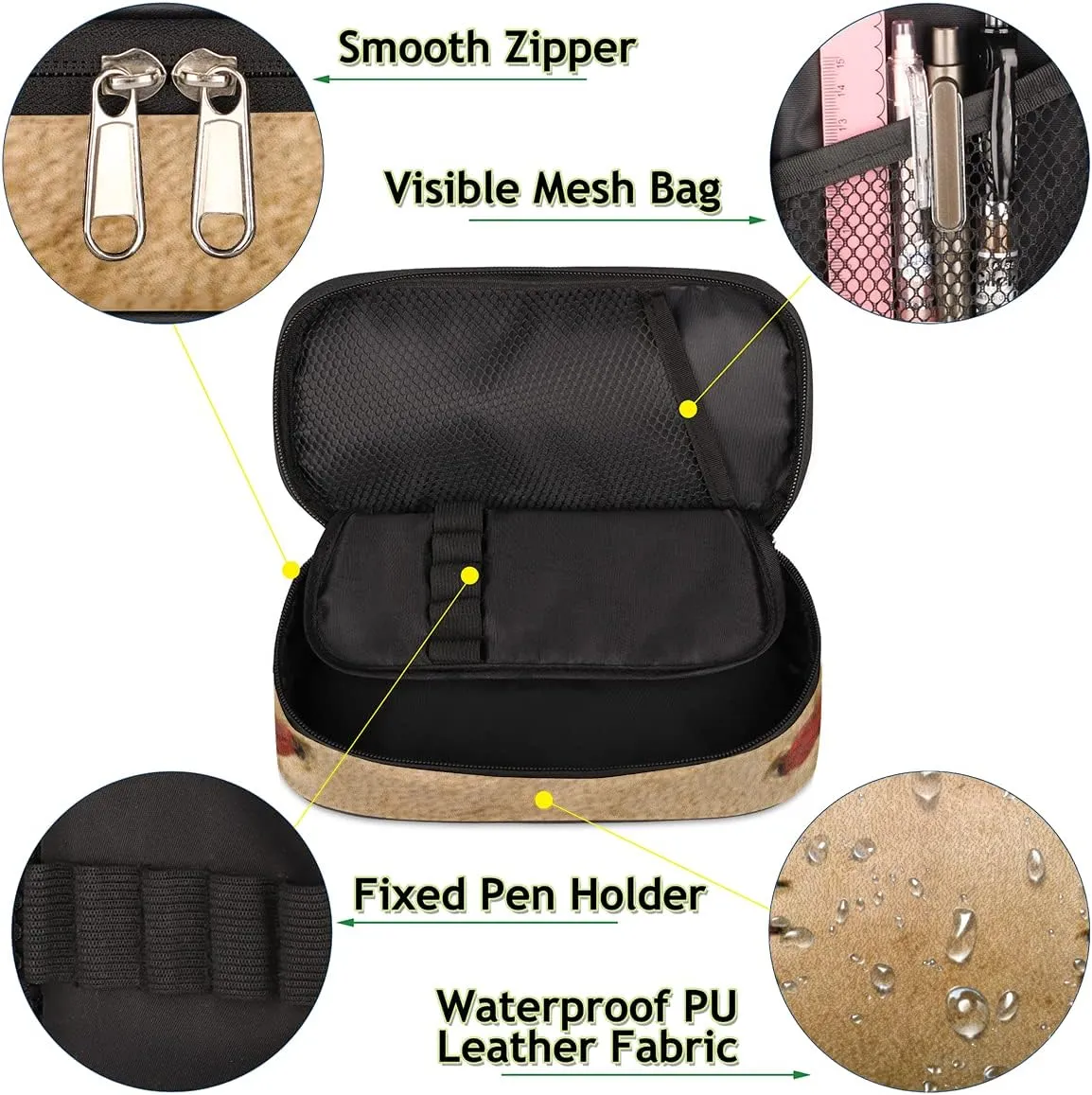 Sport Big Capacity Pencil Pen Case Old Baseball Large Pencil Pouch with Zipper Compartments Pencil Bag for Boys Girls Adults Student Office School Supplies