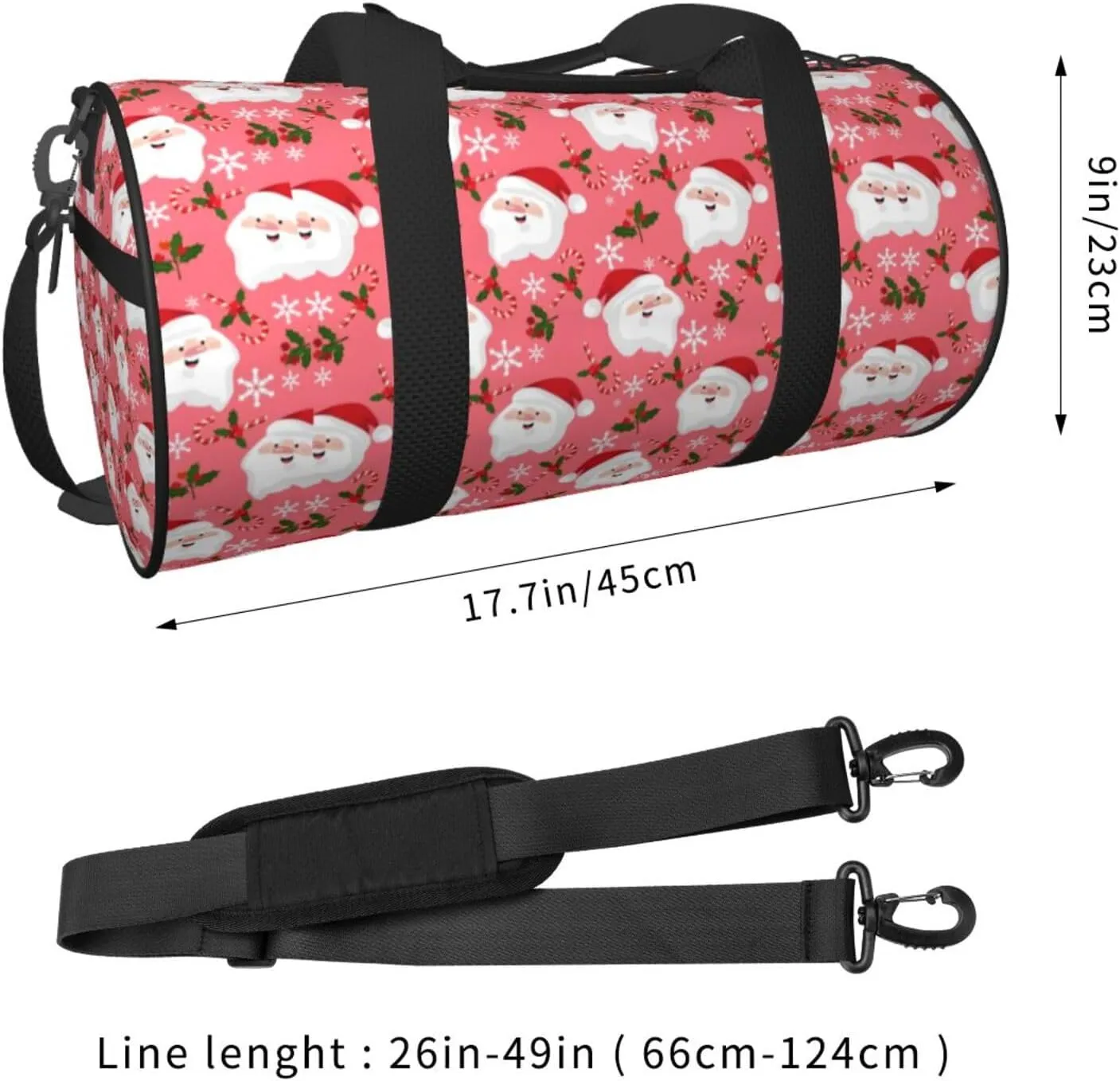 Sports Gym Duffle Bag Christmas Santa Claus Foldable Lightweight Travel Bag