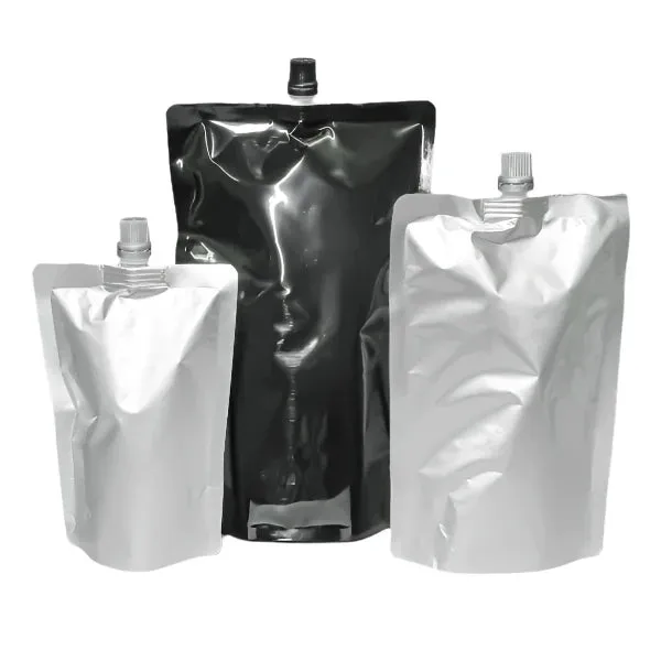 Spout Pouch with Cap - Complete Unit, Available in Clear, Black, Silver