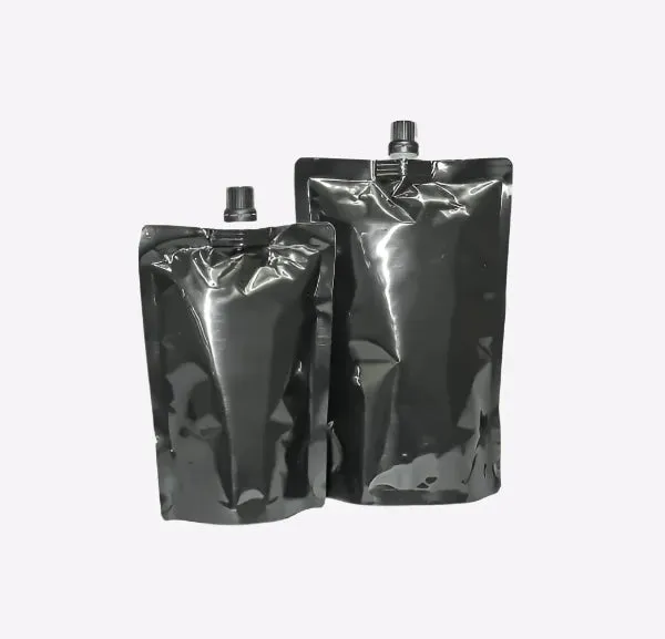 Spout Pouch with Cap - Complete Unit, Available in Clear, Black, Silver