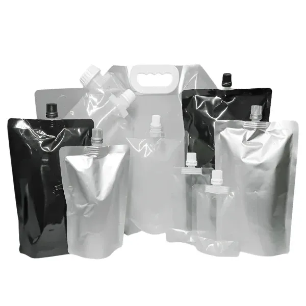 Spout Pouch with Cap - Complete Unit, Available in Clear, Black, Silver