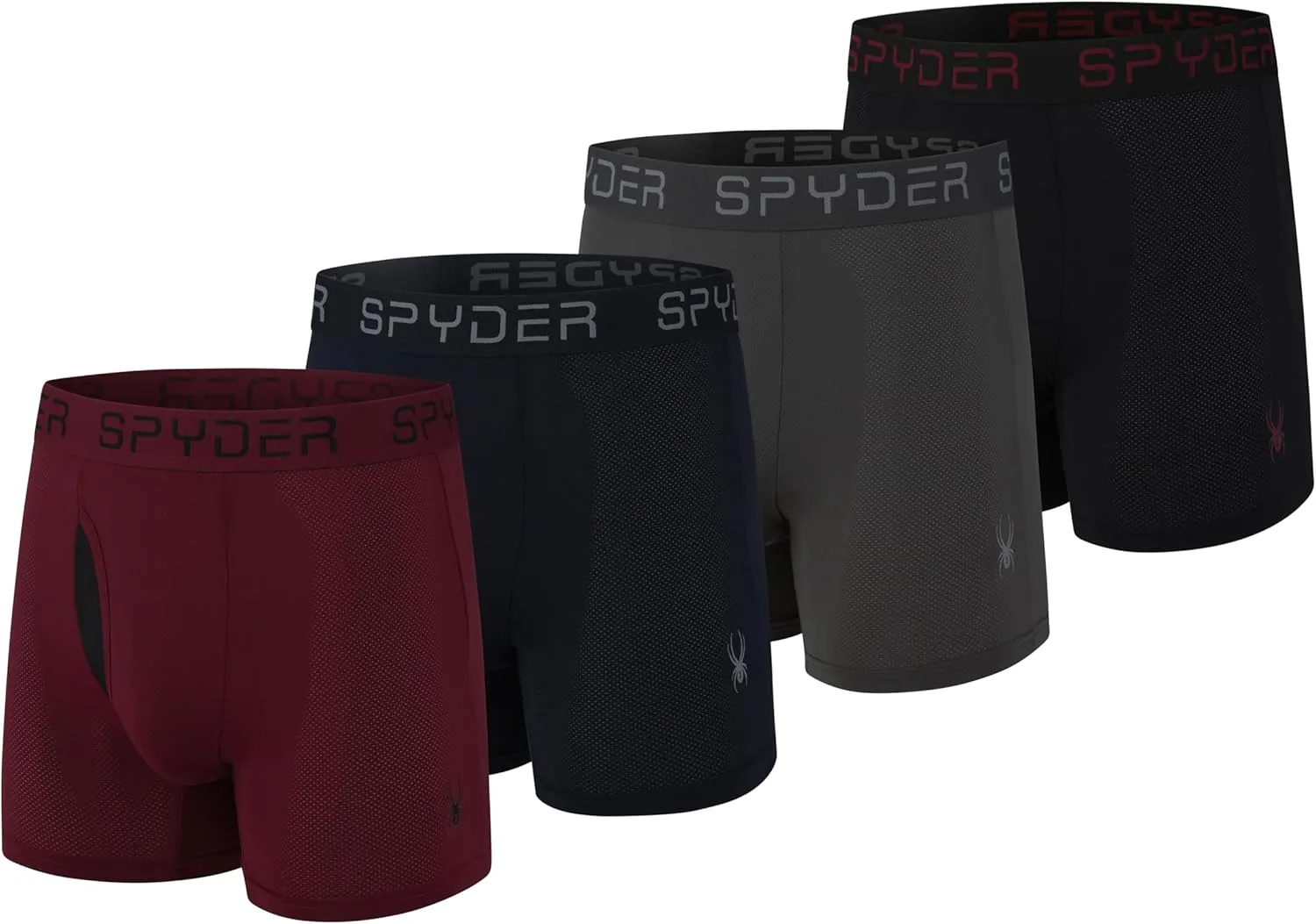 Spyder Mens Boxer Briefs Performance Nylon Mesh Sports Underwear With Fly Front